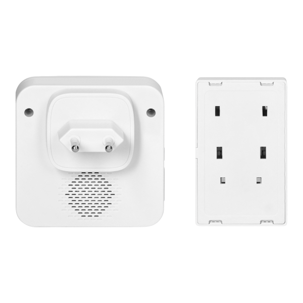 ONDO AC wireless mains-powered doorbell with battery-free button, learning system, 36 sounds, 200m, white